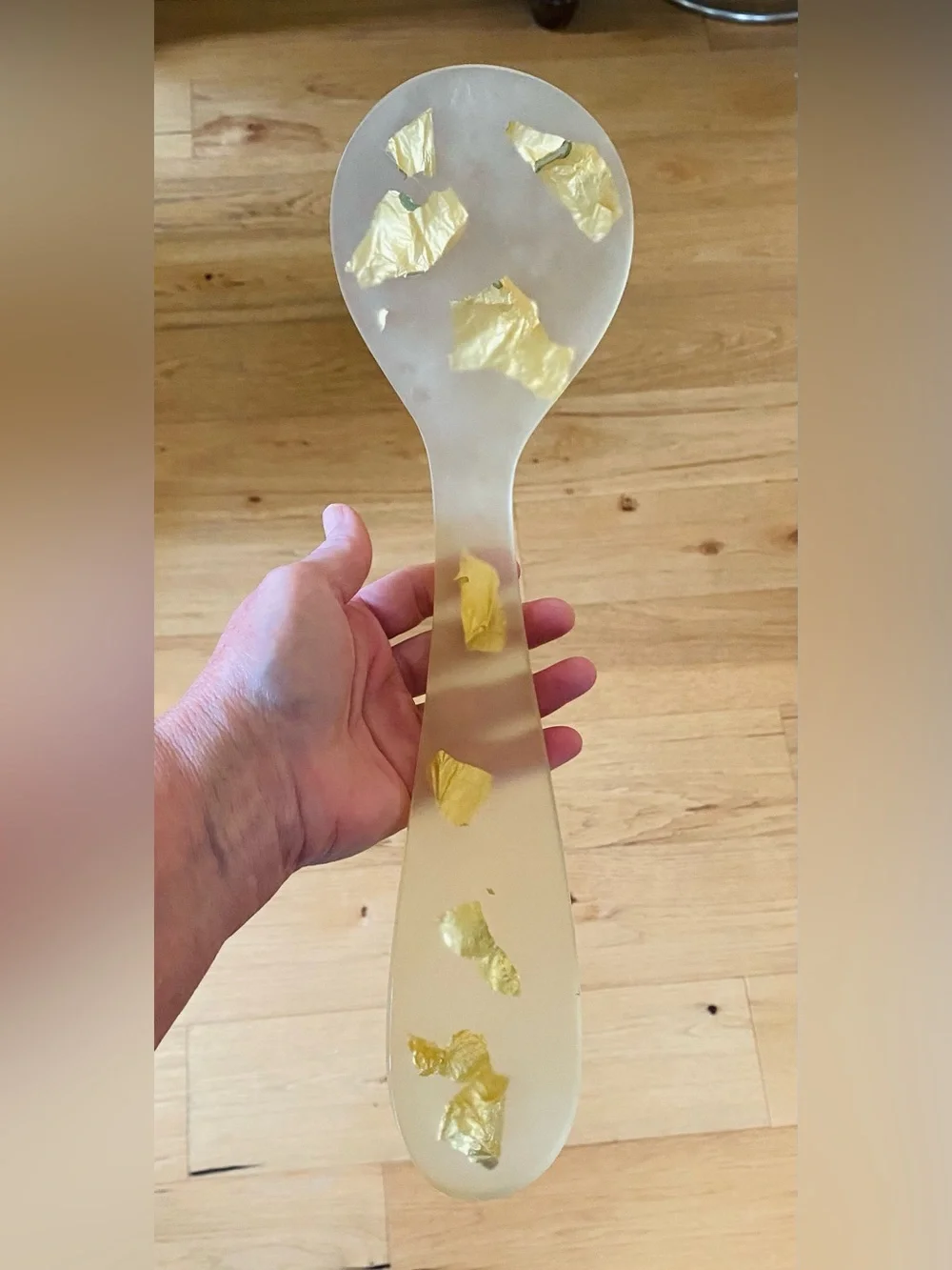 VTG Martha Sturdy Canada Resin Suspended Gold Foil Serving Bowl Spoon Fork 10.5”